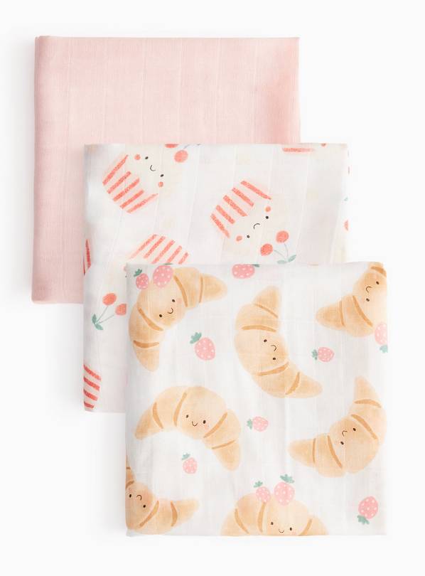 Food Printed Muslin Cloths 3 Pack One Size